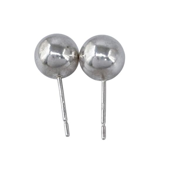 Estate Sterling Silver 925 8mm Ball Stud Earrings - Picture 4 of 7